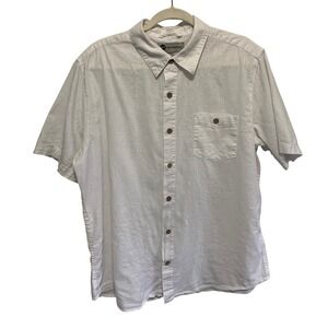 Weatherproof Shirt XL White Washable Linen Short Sleeve Button Down Pocket